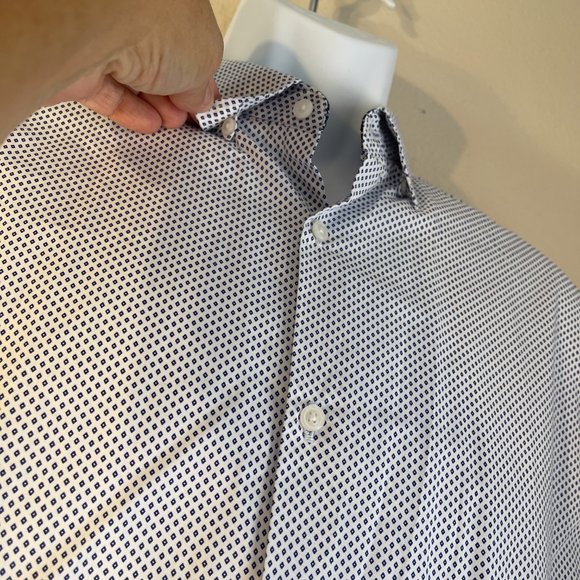 Denim & Flower NEW Ricky Singh Navy Blue & White Cotton short sleeve  L slim - Picture 4 of 9